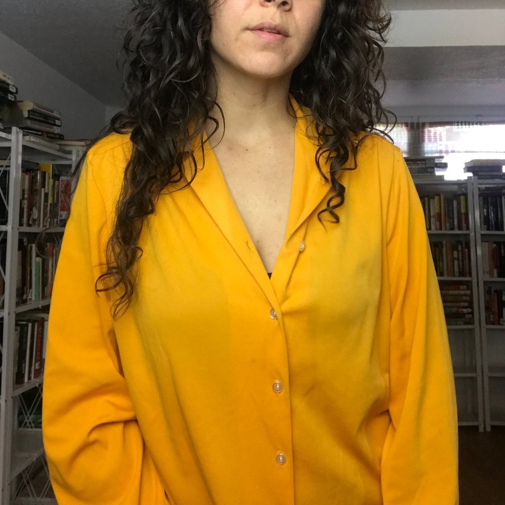 Orange Button Down Blouse - B60 - image 4